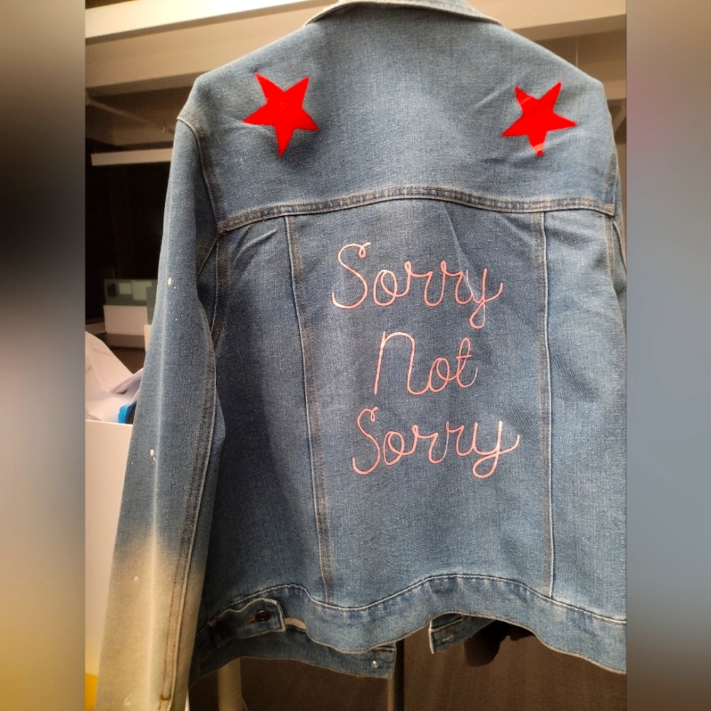 The Denim Jacket that says it all in 2x Sorry not Sorry stars swaK
